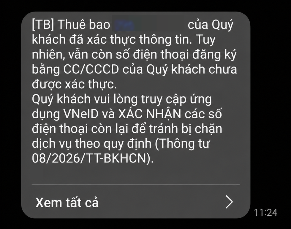 Lưu ý với người dùng nhiều số điện thoại khi xác thực thuê bao trên VNeID - 1