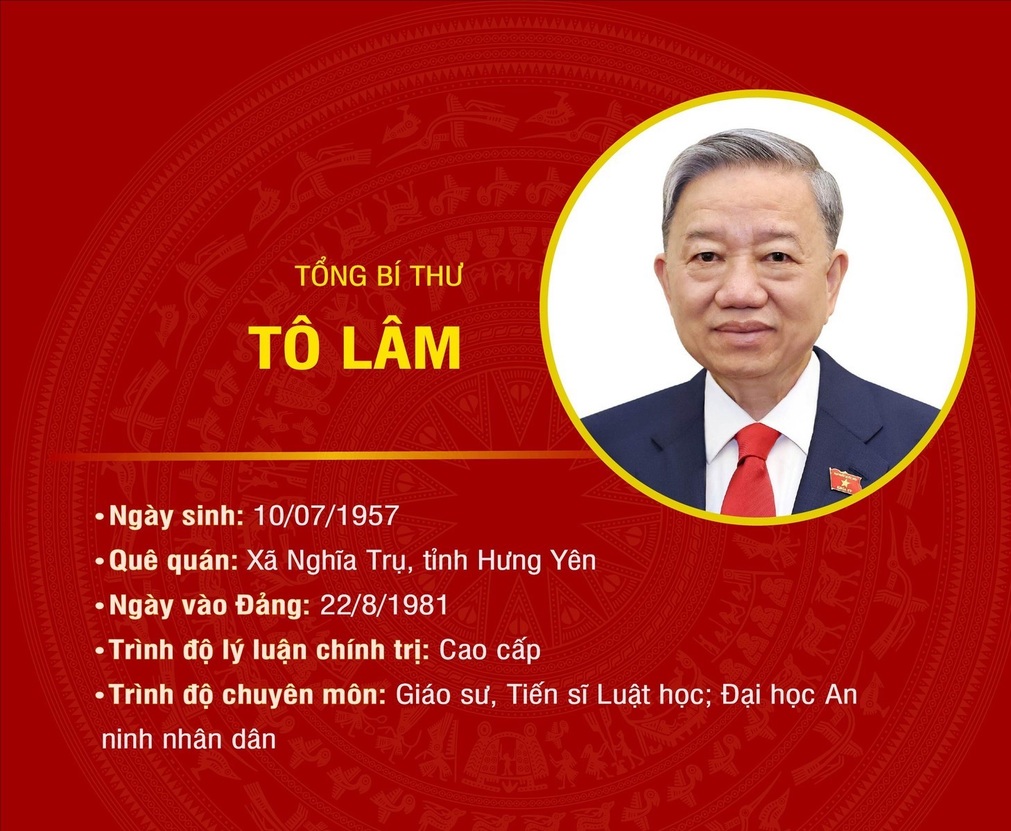 [Infographic] Tiểu sử Tổng Bí thư Tô Lâm