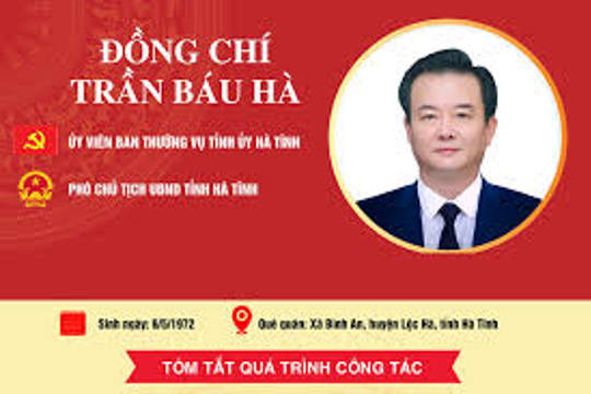Quá trình công tác của đồng chí Trần Báu Hà - Phó Chủ tịch UBND tỉnh Hà Tĩnh